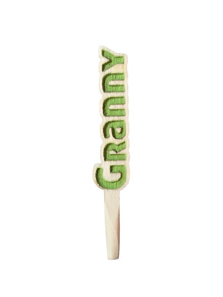 Cribbage board peg with the word "Granny"