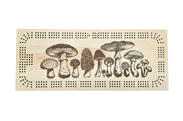 Mushrooms Cribbage Board