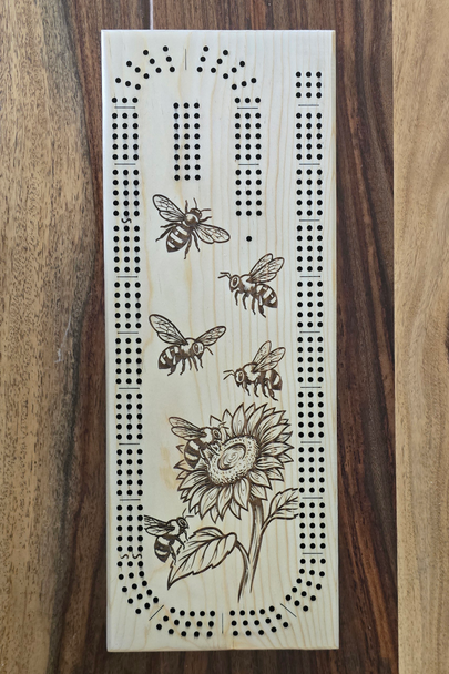 Bees & Flowers Cribbage Board