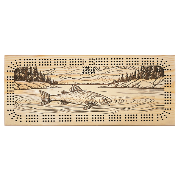 Fish Swimming in a River Cribbage Board