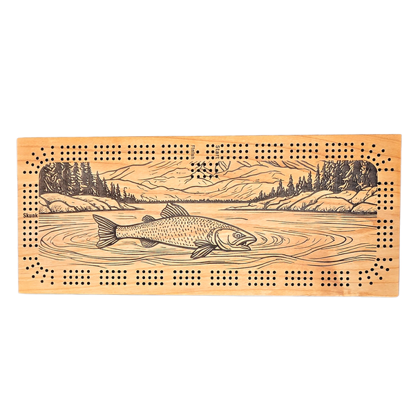 Fish Swimming in a River Cribbage Board