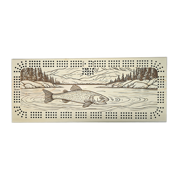 Fish Swimming in a River Cribbage Board