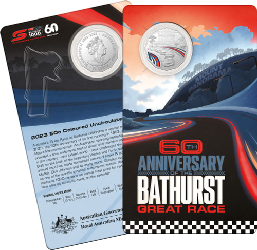 2023 60 Years of Bathurst Coloured 50c Coin