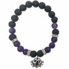 Crystal Charm Bracelet - Lotus with Lava stone