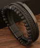 Braided Leather Bracelet - Lava Stone