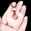 Crystal Pendant - Open Heart Rose quartz