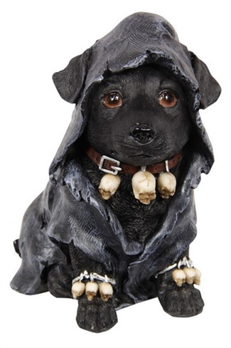 Goth Witch Dog Statue