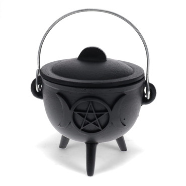 Pentagram Moon Cast Iron Cauldron