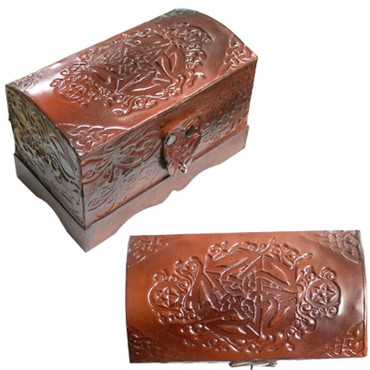 Leather covered box with Pentagrams