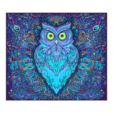 Peach Skin Tapestry - Blue Owl