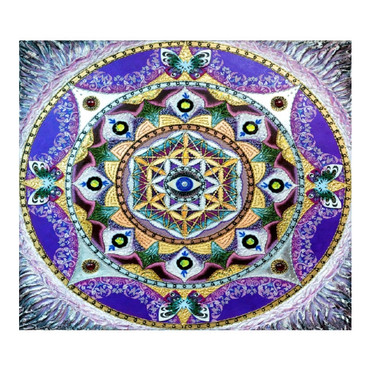 Peach Skin Tapestry - Mandala with Evil Eye