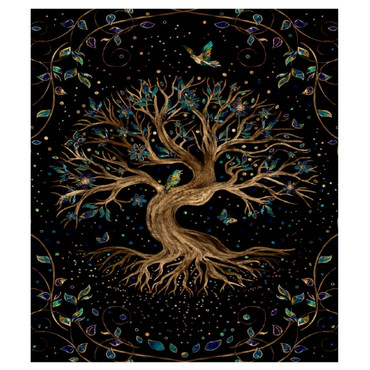 Peach Skin Tapestry - Tree of Life with Birds