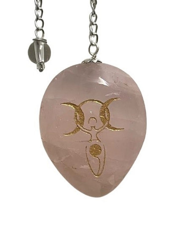 Pendulum Engraved Rose Quartz with Goddess