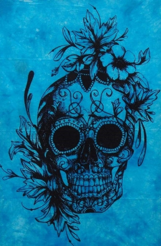Tattoo Skull Colour Tapestry - Blue