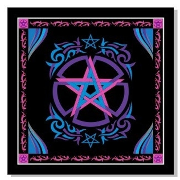 Altar Cloth - Pentacle Purple, Pink and Black