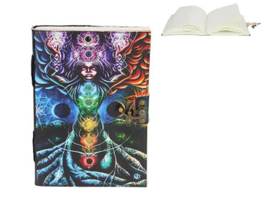 Leather Journal with Tree Chakra Goddess