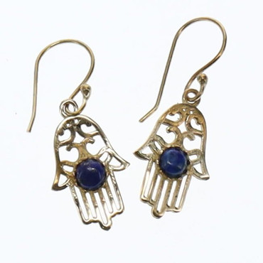 Brass Earrings - Hamsa