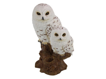 White Owl with Baby Statue