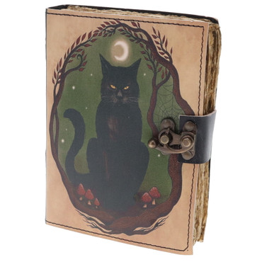 Leather Journal - Cat Moon Print