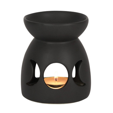 Oil Burner - Matt Black Triple Moon