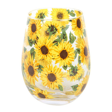 Stemless Wine Glass - Sunflowers