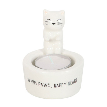 Tealight Holder - White Cat
