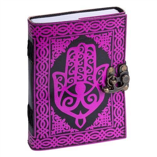 Leather Journal – Pink Hamsa Hand