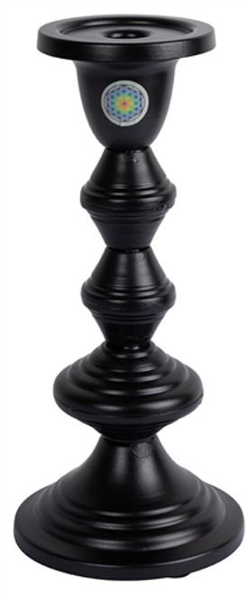 Tall black candlestick with flower of life