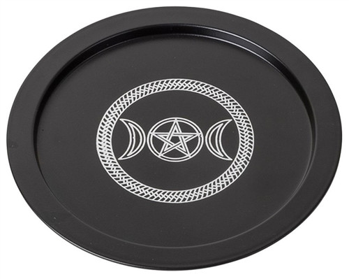 Offering Plate - black pentagram moons