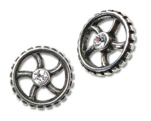 Alchemy Diamond Crank-Wheel Earrings