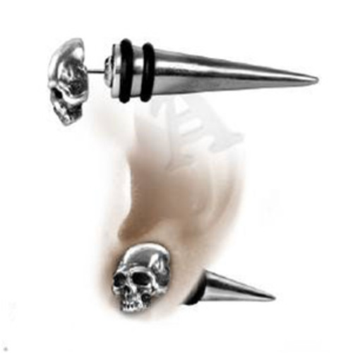 Alchemy Tomb Skull Spike Faux Stretcher Earring