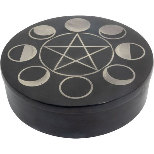 Pentagram Moon Soapstone Box