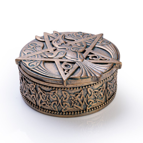 Trinket Box Gold Crow Pentagram