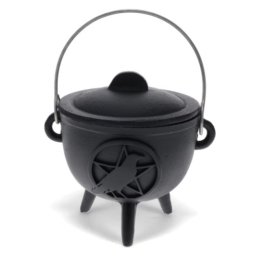 Medium Cast Iron Cauldron - Crow design