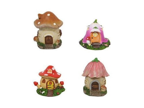 Set of 4 Fairy Mushroom Garden Houses