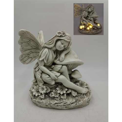 Garden Fairy Sleeping on Mushroom with LED