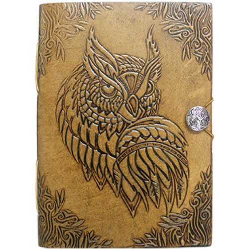 Leather Journal with Owl Head