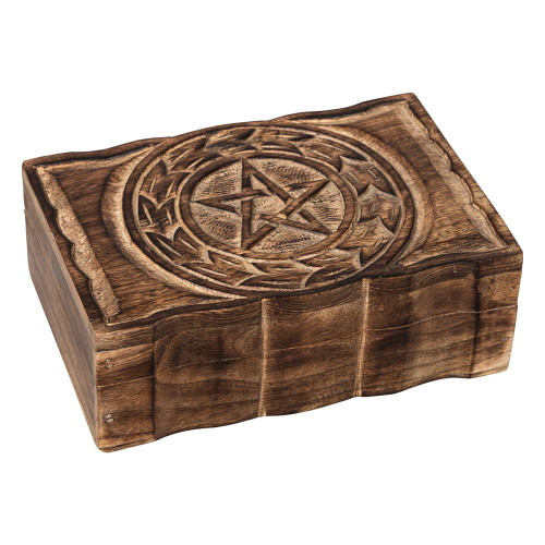 Wooden Box - Carved Pentagram