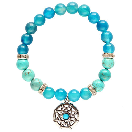 Crystal Charm Bracelet - Dream Catcher with blue agate