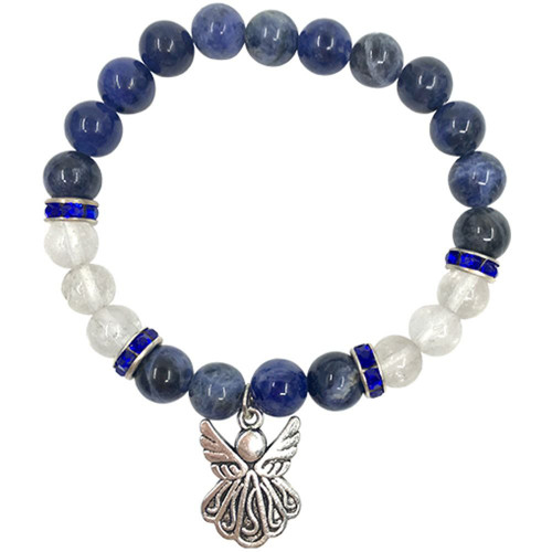 Crystal Charm Bracelet - Angel with sodalite