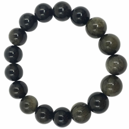 Crystal 12mm bead Bracelet - gold sheen obsidian