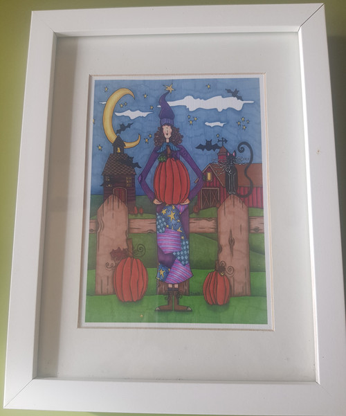 Witch with Pumpkins Art Print