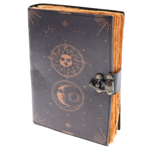 Leather Journal - Sun Moon Gold Print