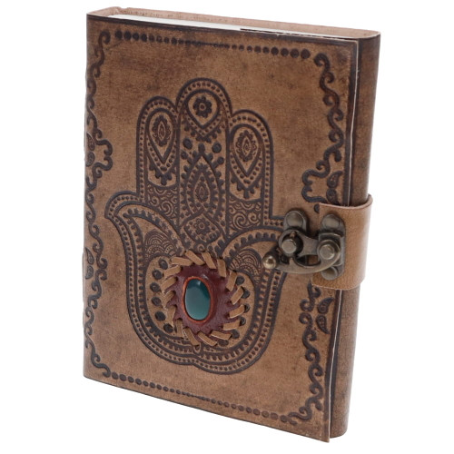 Leather Journal - Hamsa Embossed