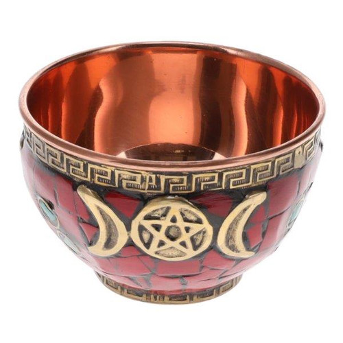 Copper Offering Bowl - Triple Moon Mosaic