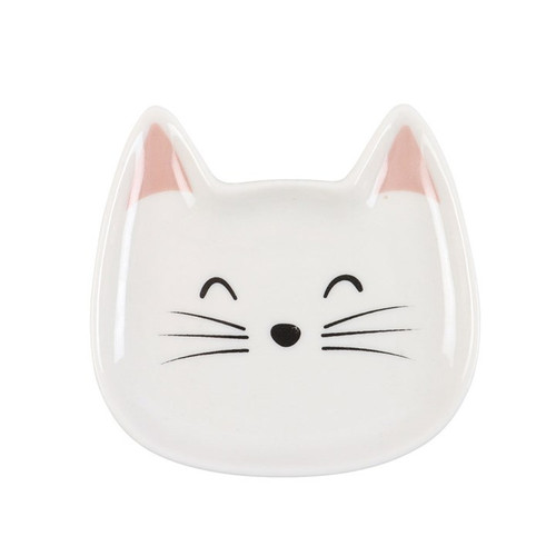 Trinket Dish - White Cat face