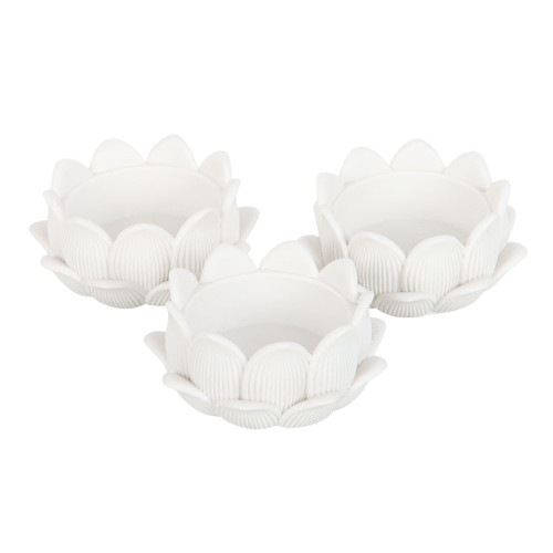 Tea Light Holders - White Lotus