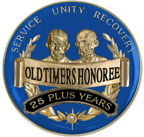 Blue 25 Years PLUS 'Old Timers' Honoree TriPlate Coin Medallion AA