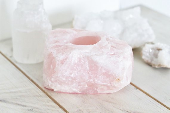 Rose Quartz Candle Holder Healing Crystal Doing It Sober