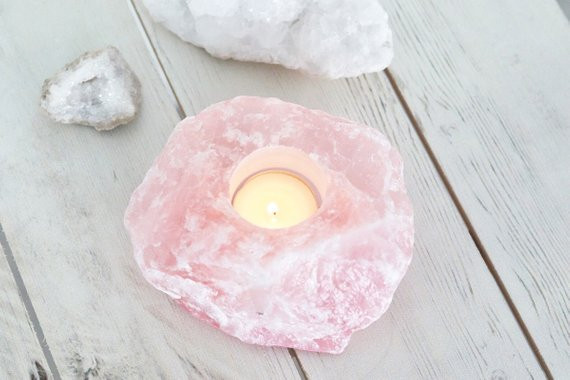 Rose Quartz Candle Holder Healing Crystal Doing It Sober